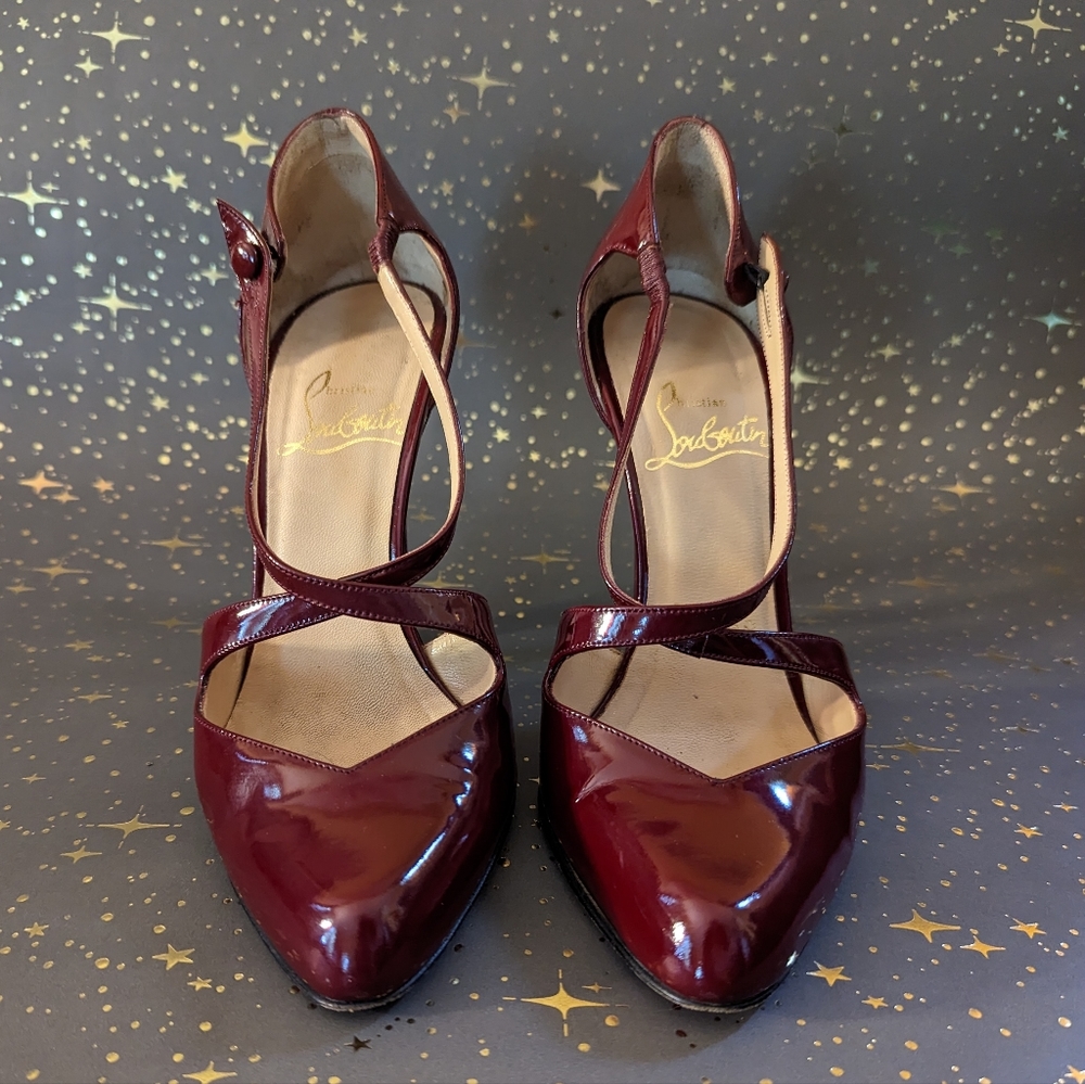 Christian Louboutin burgundy strappy pump 36.5/6